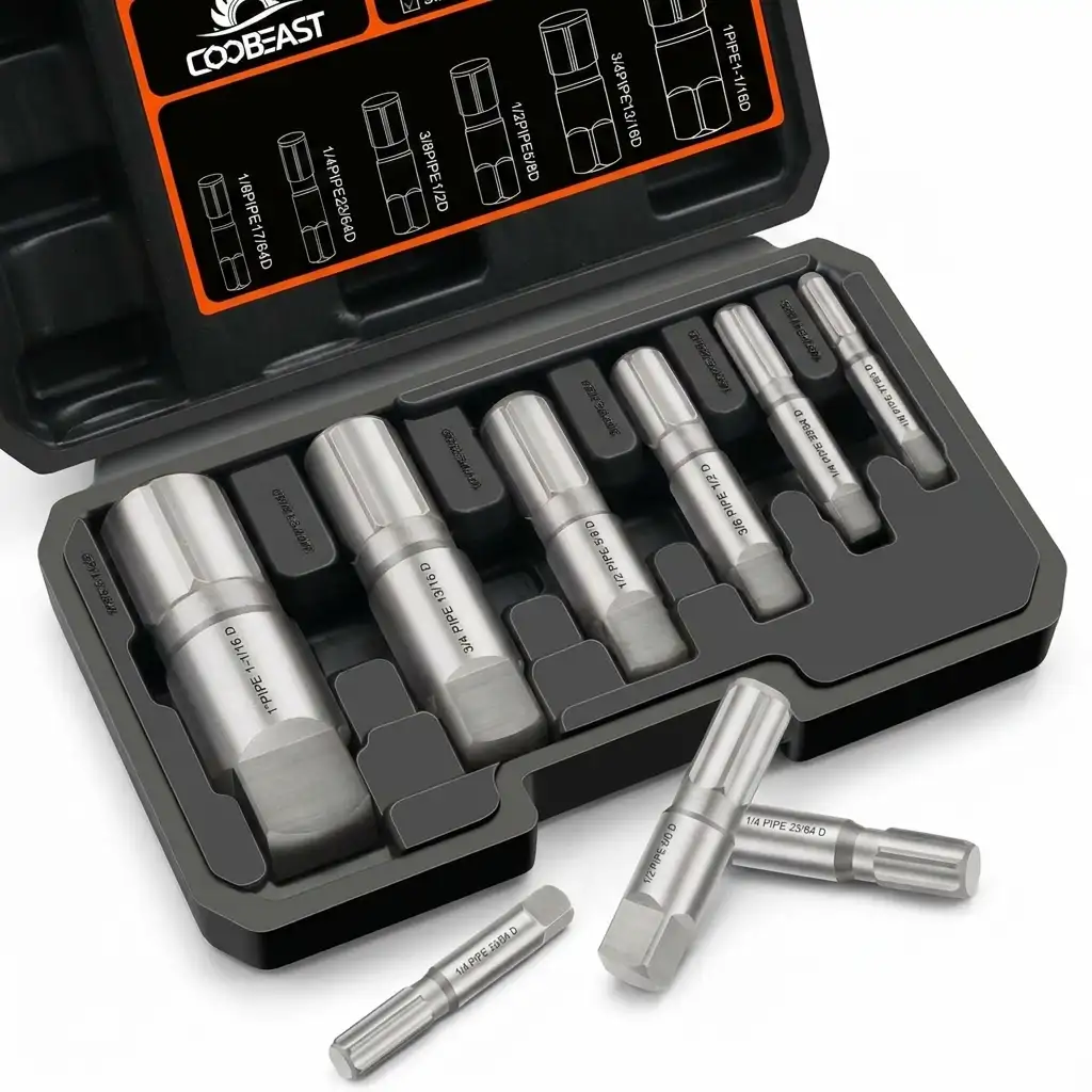 COOBEAST 6-piece pipe extractor set for damaged threaded pipes